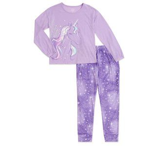 NWT Wonder Nation Girls' Long Sleeve Unicorn Purple Lilac  Top and Joggers Pajam
